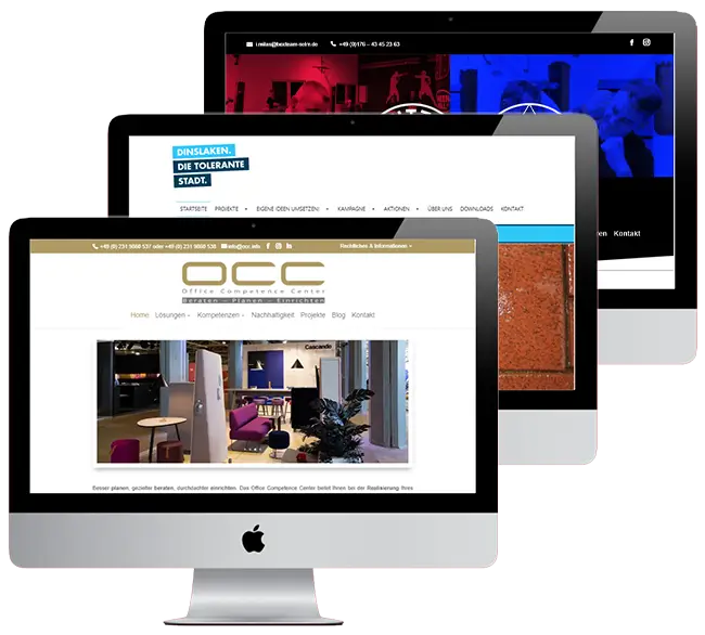 Slideshow - Bilder - WordPress und Joomla Websites - 3 iMac MockUps